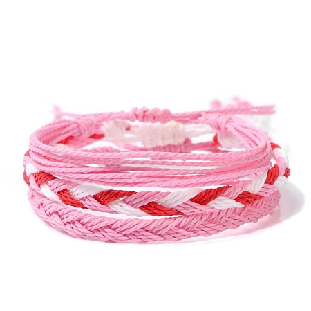 3Pcs 3 Styles Bohemian Style Polyester Braided Cord Bracelets Set PW-WGB2834-05-1