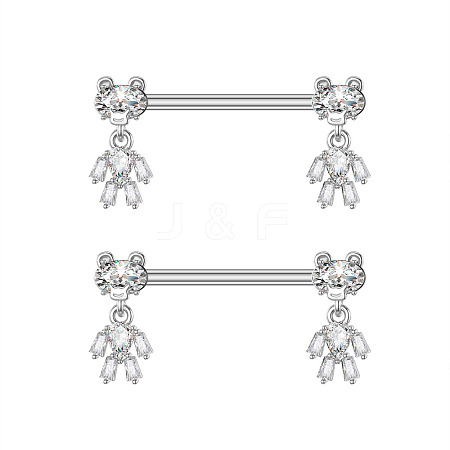 304 Stainless Steel Pave Cubic Zirconia Nipple Rings WGDEAF5-02-1