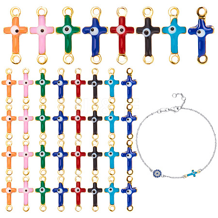 AHADERMAKER 42Pcs 7 Colors Brass Enamel Connector Charms KK-GA0001-51-1