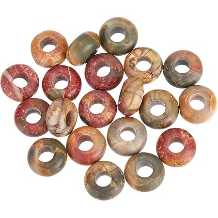  Natural Picasso Jasper European Large Hole Beads G-NB0003-72A-01-1