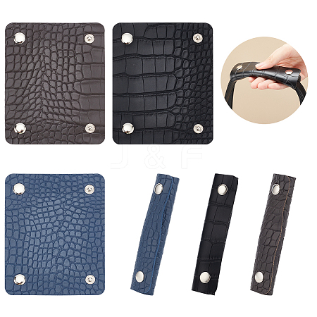 WADORN 6Pcs 3 Colors Imitation Leather Crocodile Texture Bag Handle Covers FIND-WR0003-37-1