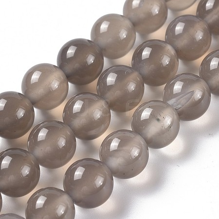 Natural Grey Agate Beads Strands G-G067-8mm-1-1