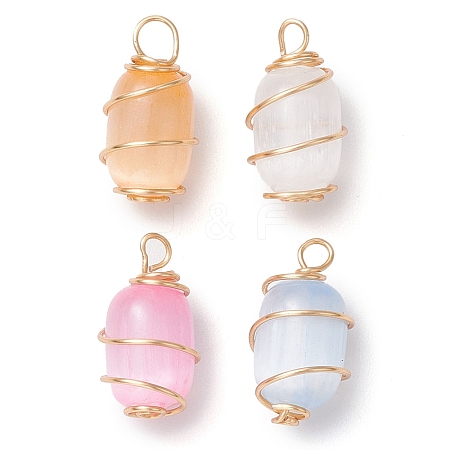 Dyed Natural Selenite Pendants PALLOY-JF02965-1