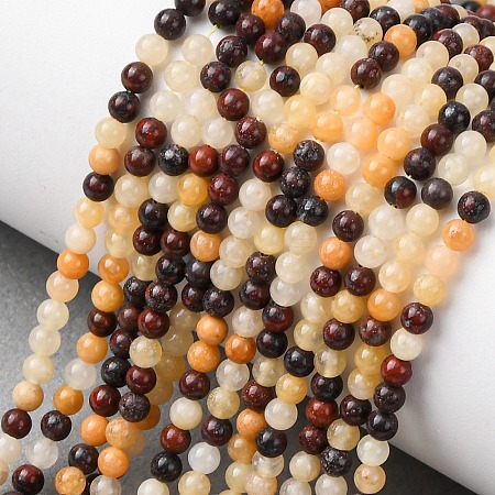 Natural Red Bloodstone and Yellow Jade Beads Strands G-Z116-A17-3mm-1