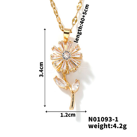 Brass Cute Flower Pendant Necklace for Women ZO6198-1