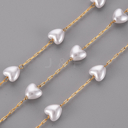 Handmade ABS Plastic Imitation Pearl Beaded Chains STAS-T052-39G-1