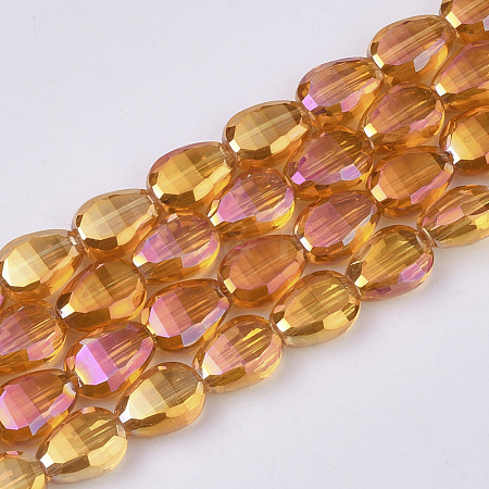 Electroplate Transparent Glass Beads Strands EGLA-T020-04C-1
