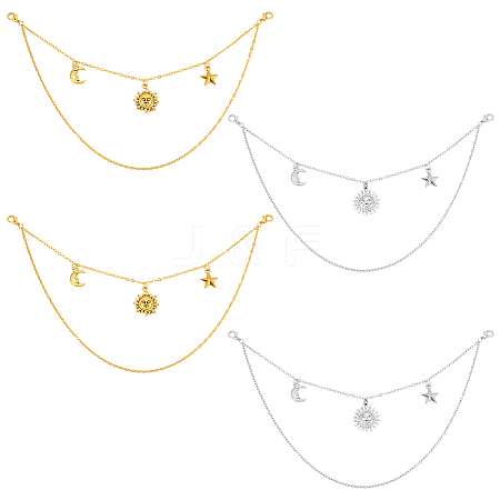 4Pcs 2 Colors Sun Moon Star Alloy Boot Strap Chains FIND-AB00062-1