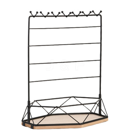 Rectangle Iron Jewelry Display Tower Stands with Wood Base PW-WG78836-02-1