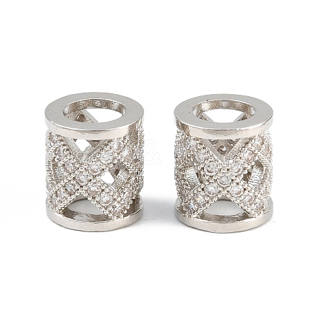 Brass Micro Pave Clear Cubic Zirconia European Beads CU-CBA6A75-25P-1