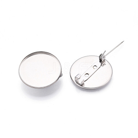 304 Stainless Steel Brooch Cabochon Settings STAS-E547-08F-P-1