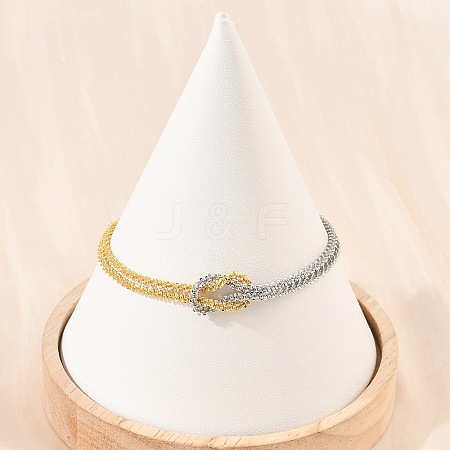 Duo Tone Brass Chain Knot 2-Strand Bracelets for Women KK-CBA68DA-17A-GP-1