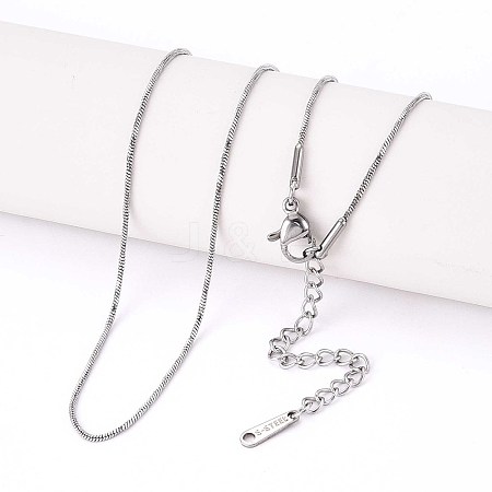 1MM 304 Stainless Steel Snake Chain Necklaces NJEW-N058-05P-1