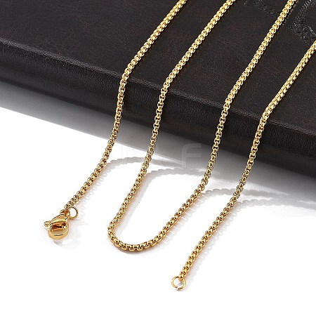 1.8mm Rack Plating Brass Box Chain Necklaces for Women Men MAK-L044-60G-2-1
