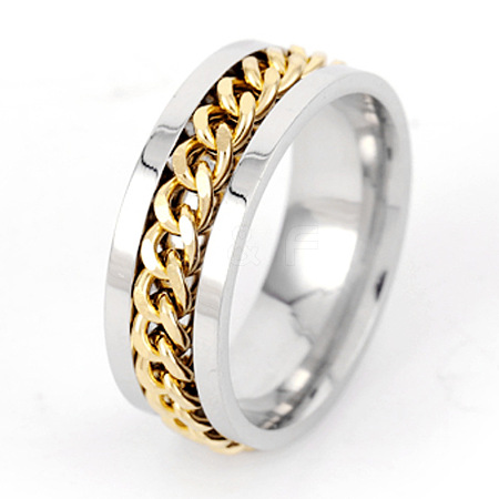 304 Stainless Steel Rotatable Chain Finger Rings for Men FS-WG60CA3-16-1