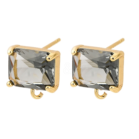 Brass Rectangle Stud Earring Findings KK-P325-50G-1