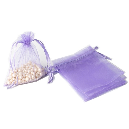 100Pcs Rectangle Organza DIY Craft Drawstring Bags PW-WG69155-26-1