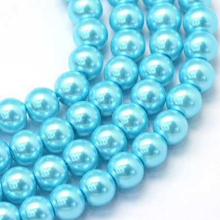 Baking Painted Pearlized Glass Pearl Round Bead Strands HY-Q003-10mm-48-1