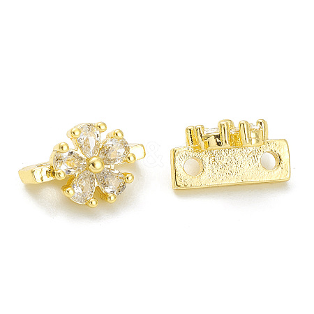 Rack Plating Brass Pave Cubic Zirconia Slide Charms KK-G464-03G-1