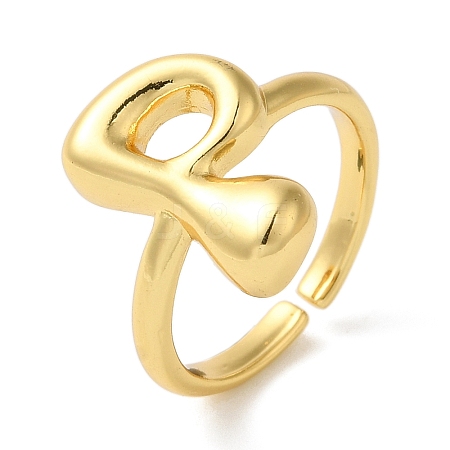 Initials Brass Open Cuff Ring for Women RJEW-N046-02P-G-1