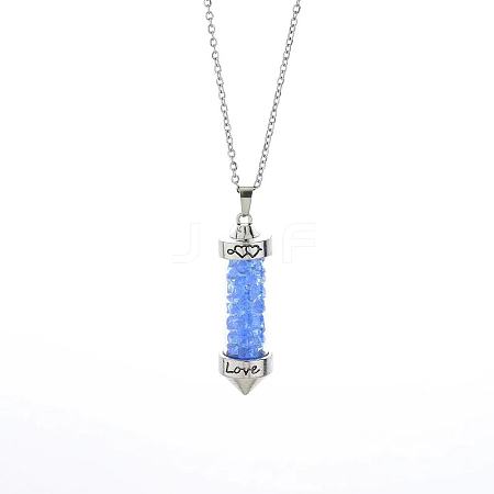 Glass Chip Wishing Bottle Cone Love Glass Pendant Necklaces FL0210-1-1