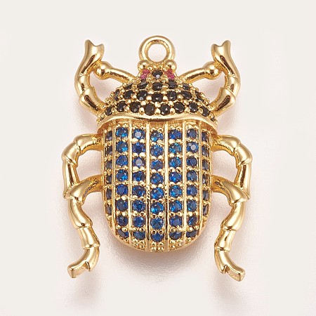 Brass Micro Pave Cubic Zirconia Pendants X-ZIRC-K078-04G-1