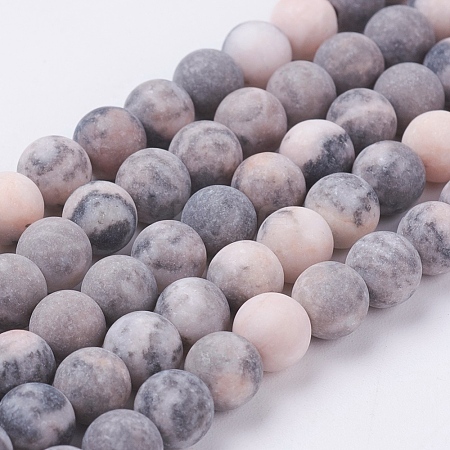 Natural Pink Zebra Jasper Beads Strands X-G-J376-46F-6mm-1