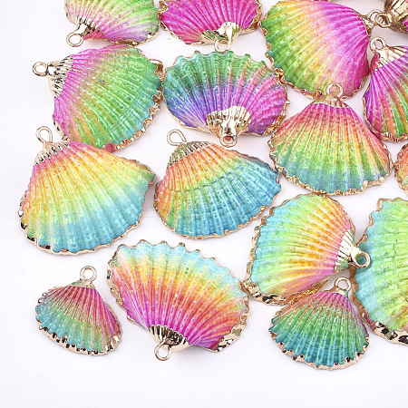 Spray Paint & Electroplate Sea Shell Pendants SSHEL-S262-07C-1