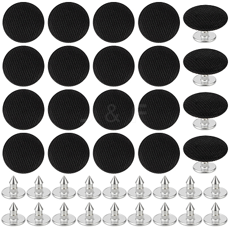 24Pcs Pure Cotton Covered Iron Buttons BUTT-BC0001-19B-1
