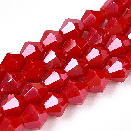 Opaque Solid Color Electroplate Glass Beads Strands EGLA-A039-P6mm-A02-1