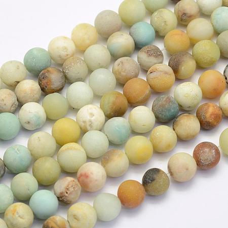 Natural Flower Amazonite Beads Strands G-G697-F05-6mm-1