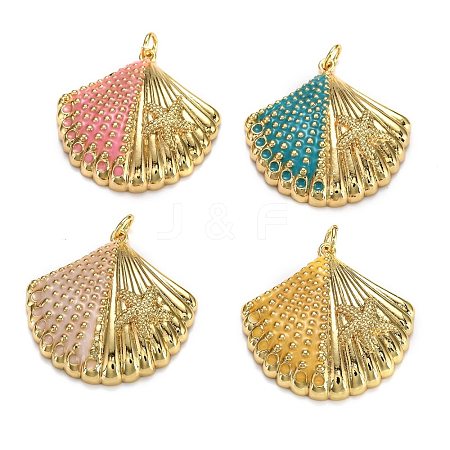 Brass Enamel Pendants KK-B029-13G-1