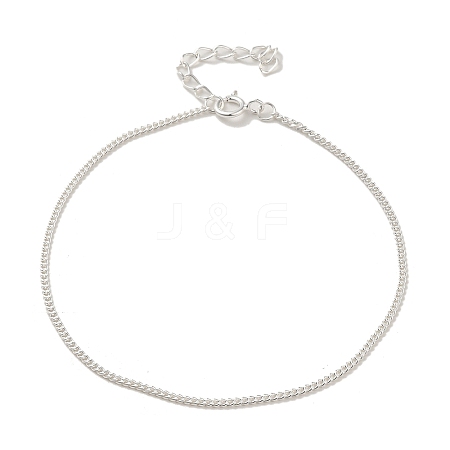 925 Sterling Silver Curb Chain Bracelets for Women BJEW-E101-01S-10-1