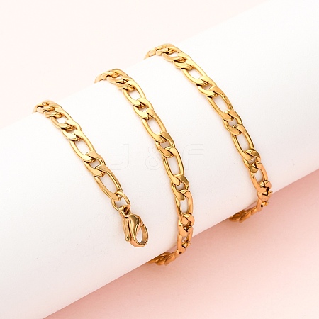 4MM 304 Stainless Steel Figaro Chain Necklaces NJEW-P338-02G-1
