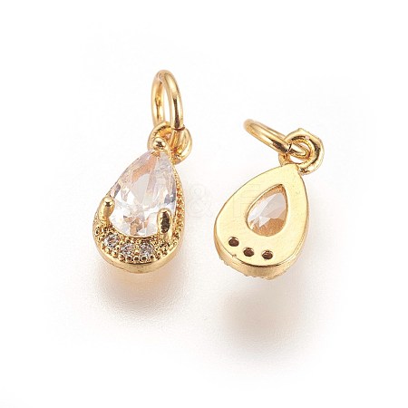 Brass Cubic Zirconia Charms KK-E772-13C-G-1