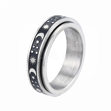 Non-Tarnish 201 Stainless Steel Planet Rotating Ring RJEW-N043-28-1