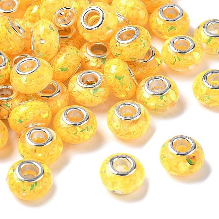 Transparent Resin Rondelle European Beads RESI-S023-25-1