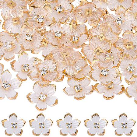 50Pcs Transparent Resin Sakura Flower Bead Caps RESI-SC0006-97-1