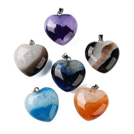 Dyed & Heated Natural Crystal Core Agate Pendants GG-CBACB71-04P-1