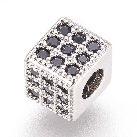 Brass Micro Pave Cubic Zirconia Beads ZIRC-F088-026P-1