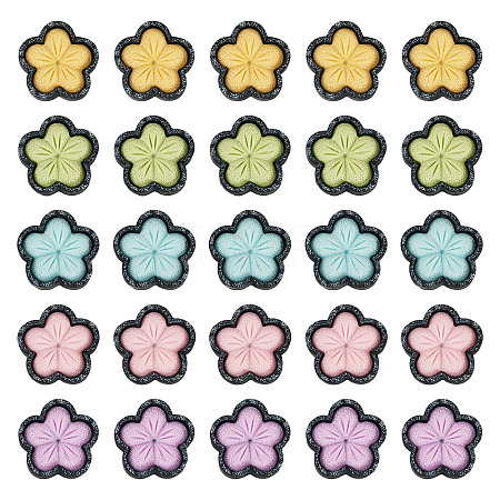 50Pcs 5 Colors Sakura Opaque Resin Cabochons CRES-TA0001-74-1