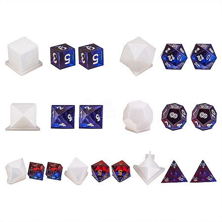 7 Sets 7 Style DIY Dice Silicone Molds DIY-SZ0006-66-1