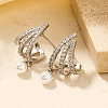 Bright Exquisite Brass Clear Cubic Zirconia Stud Earrings for Stylish and Chic Look SG9124-2-1