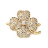 Brass Micro Pave Clear Cubic Zirconia Connector Charms KK-C086-04G-1