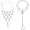 4Pcs 2 Styles Alloy Clear Rhinestone Anklets for Women AJEW-BBC0002-39-1