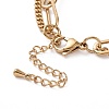 PVD Vacuum Plating 304 Stainless Steel Double Chains Multi Layered Necklace with Heart Charm for Women STAS-E155-22G-4