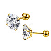 Stainless Steel Micro Pave Cubic Zirconia Stud Earrings PW-WG005C9-02-1