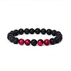 8MM Round Dyed Natural Tiger Eye and Lava Rock Yoga Beaded Stretch Bracelets ZG6546-1-1