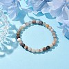 6mm Round Natural Bamboo Leaf Agate Beaded Stretch Bracelets for Women BJEW-JB10660-4