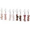 Natural Rose Quartz & Pink Opal &  Rhodonite Chip Dangle Earrings Set for Women EJEW-JE06245-03-2